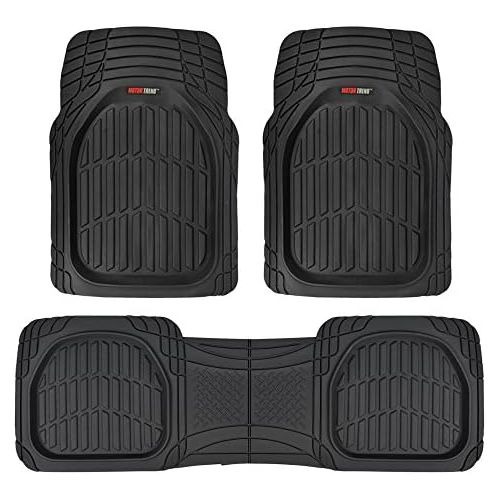  Motor Trend MT-923-BK Black FlexTough Contour Liners-Deep Dish Heavy Duty Rubber Floor Mats for Car SUV Truck & Van-All Weather Protection