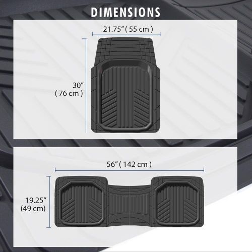  Motor Trend OF-933-BK Black Deep Dish Rubber Floor Mats All-Climate All Weather Performance Plus Heavy Duty Liners Odorless