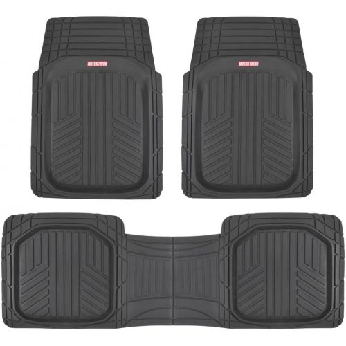  Motor Trend OF-933-BK Black Deep Dish Rubber Floor Mats All-Climate All Weather Performance Plus Heavy Duty Liners Odorless