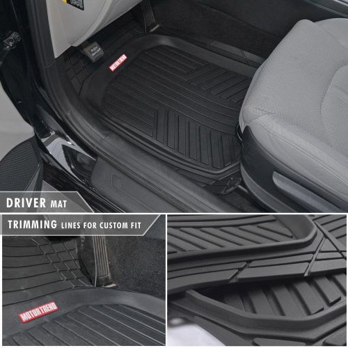  Motor Trend OF-933-BK Black Deep Dish Rubber Floor Mats All-Climate All Weather Performance Plus Heavy Duty Liners Odorless