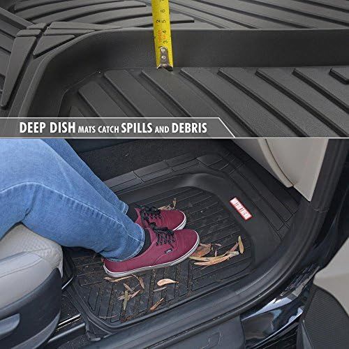  Motor Trend OF-933-BK Black Deep Dish Rubber Floor Mats All-Climate All Weather Performance Plus Heavy Duty Liners Odorless