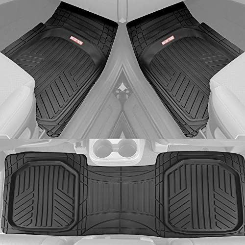  Motor Trend OF-933-BK Black Deep Dish Rubber Floor Mats All-Climate All Weather Performance Plus Heavy Duty Liners Odorless