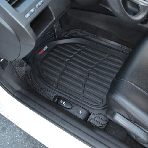  Motor Trend 4pc Black Car Floor Mats Set Rubber Tortoise Liners w/ Cargo for Auto SUV Trucks - All Weather Heavy Duty Floor Protection - MT-923-BK+MT-884-BK_amj