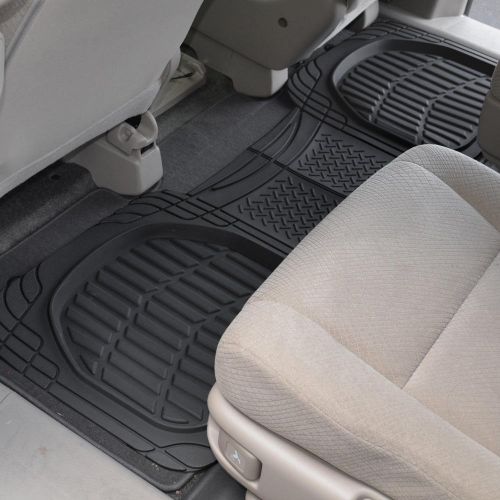  Motor Trend 4pc Black Car Floor Mats Set Rubber Tortoise Liners w/ Cargo for Auto SUV Trucks - All Weather Heavy Duty Floor Protection - MT-923-BK+MT-884-BK_amj