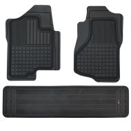 Motor Trend FlexTough Custom Liners Heavy Duty Rubber Floor Mats for Chevrolet Silverado 2007-2014 (3 Piece w/ Liner)