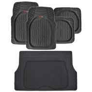 Motor Trend FlexTough Deep Dish Heavy Duty Rubber Floor Mats & Cargo Liner All Weather (Black) - Complete Coverage Set