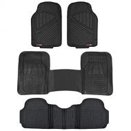 Motor Trend FlexTough Rubber Floor Mats & Liners Mega Truck/SUV Combo - Heavy Duty Odorless (Black)