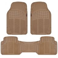 Motor Trend FlexTough Rubber Floor Mats for Car & SUV - 100% Odorless & All Weather Heavy Duty (Tan Beige) - MT883BGAMw1