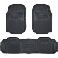 Motor Trend HD FlexTough Rubber Floor Mats for Car Truck SUV & Van - 100% Odorless & Super Heavy Duty (Black) - MT813BKAMw1