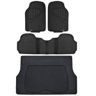 Motor Trend Flextough Rubber Car Floor Mats & Cargo Trunk Mat Set Black Heavy Duty - Odorless, Extreme Duty (Black)