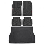 Motor Trend FlexTough Advanced Performance Liners - 5pc HD Rubber Floor Mats & Cargo Liner for Car SUV Auto (Black)