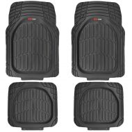 Motor Trend MT-921-BK FlexTough Tortoise - Heavy Duty Rubber Floor Mats for Car SUV Van & Truck - All Weather Protection - Deep Dish (Black)