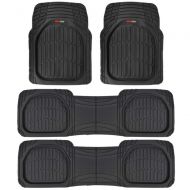 Motor Trend MT-923-920 FlexTough Contour Liners-Deep Dish Heavy Duty Rubber Floor Mats for 3 Row Car SUV Truck & Van-All Weather Protection (Black), 3 Pack