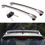 MotorFansClub Ai CAR FUN Aluminum Alloy Silver Roof Rack Cross Bar Top Roof Rail Luggage Cargo Rack Rails Carrier with Cars for Ford Explorer 2012-2015