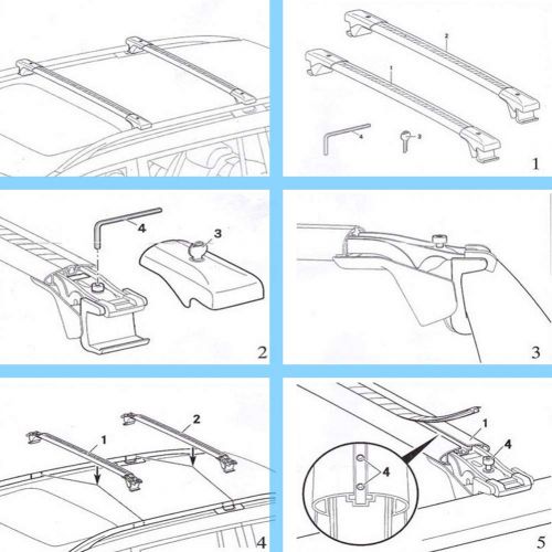  MotorFansClub Ai CAR FUN Aluminum Alloy Silver Roof Rack Cross Bar Top Roof Rail Luggage Cargo Rack Rails Carrier with Cars for Ford Explorer 2012-2015
