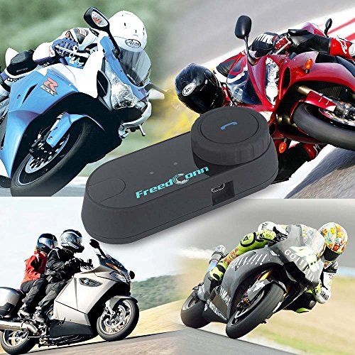  Motorcycle Communication System,FreedConn T-COMVB Helmet Bluetooth Headset Intercom for Motorbike Skiing (Pack of 2Range-800meters2-3Riders PairingBlack)