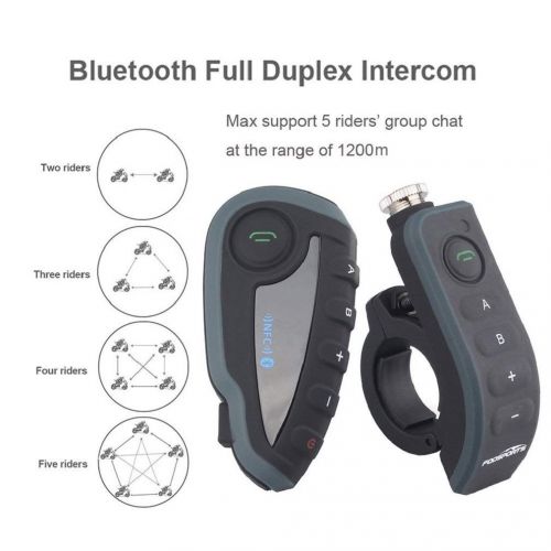  ESoku Vnetphone V8 BT 3.0 Bluetooth Intercom Motorcycle Helmet Waterproof Interphone Headset 5 Riders up to 1200M Wireless communication Walkie Talkie Connecting to MP3GPS & FM