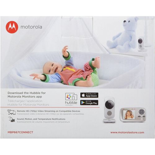 모토로라 Motorola MBP667CONNECT Video Baby Monitor with Wi-Fi Viewing, 2.8 Color Screen, Two-Way Audio, and Room Temperature Display
