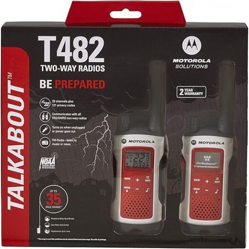 모토로라 Motorola Solutions Red Cross T478 Talkabout White Rechargeable Emergency preparedness 35-Mile 2-Way Radio & Portable FRS, T482, Talkabout, Two-Way Radios