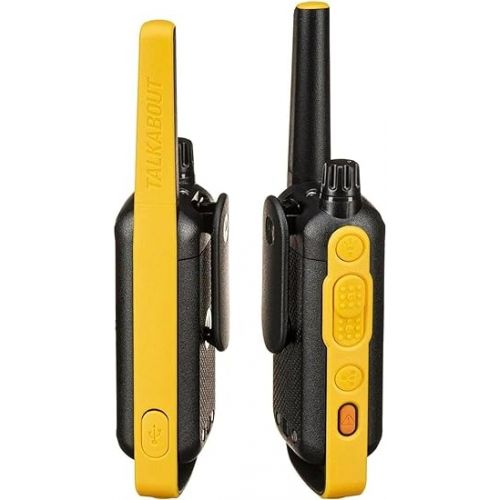 모토로라 Motorola Talkabout, Portable FRS T475 Two Way Radio 6 Pack Walkie Talkies, Black/Yellow 22 Channels PTT Earpieces Dual Chargers
