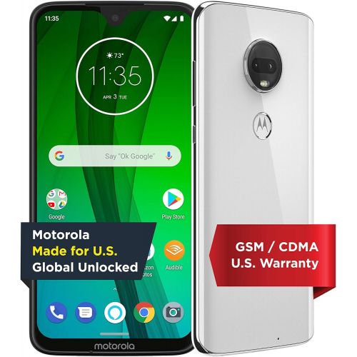 모토로라 [아마존베스트]Motorola Moto G7 with Alexa Hands-Free  Unlocked  64 GB  Clear White (US Warranty)  Verizon, AT&T, TMobile, Sprint, Boost, Cricket, & Metro