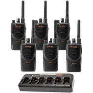 Motorola Solutions 6 Mag One By Motorola BPR40 (Pre-Programmed) - UHF 4 Watt 8 Channel Radios & 1 Motorola PMPN4184 6 Radio Charger(Black)