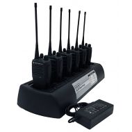 6 Motorola CP200d UHF Digital MOTOTRBO 403-470 Mhz 16 Ch 4W AAH01QDC9JA2AN Portable Radio in Multi Unit Bank Gang Rapid Charger