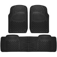 Motorup America Auto Floor Mats (3-Piece Set) All Season Rubber - Fits Select Vehicles Car Truck Van SUV, Diamond Black