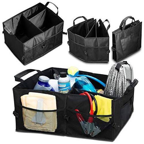  Motorup America Trunk Organizer for Car SUV Truck Van Storage Organizers Best for Auto Accessories in Bed Interior, Collapsible Vehicle Caddy Large Box Tote Compartment Heavy Duty for Grocery, Too