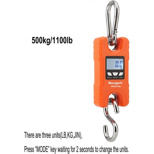  [아마존베스트]Mougerk 500 kg 1100 lb Portable Heavy Duty Digital Crane Scale Hanging Scales 2 AAA Batteries(Not Included)