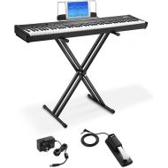 Moukey Beginner 88 Key Full-Size Semi-Weighted Electric Keyboard, MEP-110 Digital Piano+ Stand