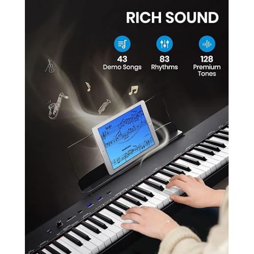  Moukey Beginner 88 Key Full-Size Semi-Weighted Electric Keyboard, MEP-110 Digital Piano+ Stand