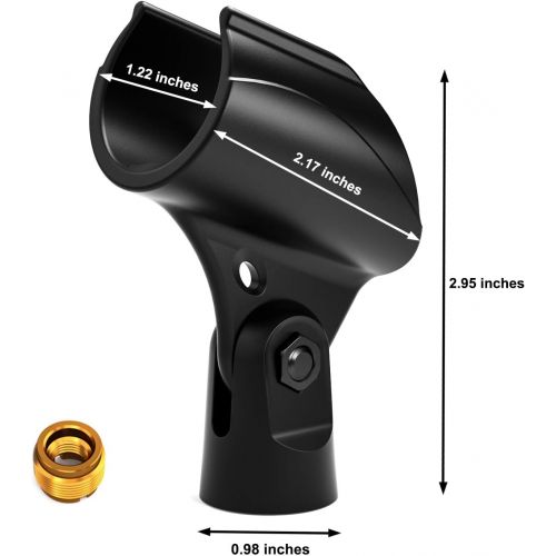  [아마존베스트]Moukey Universal Microphone Mic Clip Holder for Mic Stand with 5/8 Male to 3/8 Female Adapter, 2-pack