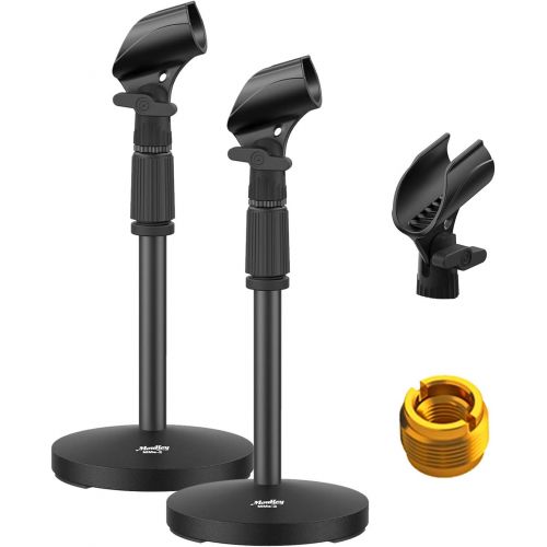  Moukey 2 Packs Table Microphone Stand, Desktop Tabletop Desk Mic Stand with Non-slip Mic Clip for Blue Yeti Snowball -MMs-2