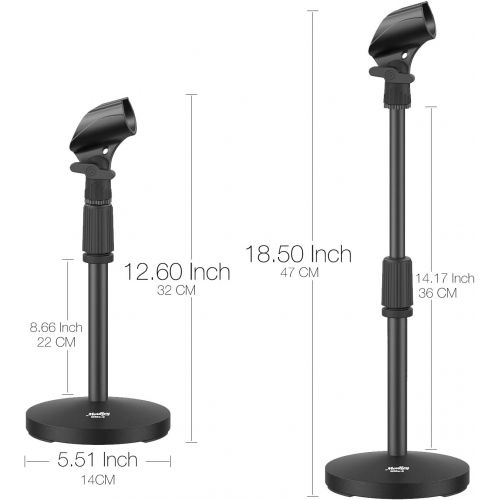  Moukey 2 Packs Table Microphone Stand, Desktop Tabletop Desk Mic Stand with Non-slip Mic Clip for Blue Yeti Snowball -MMs-2