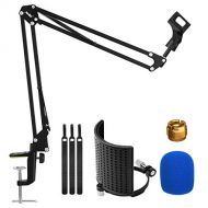 Moukey MMs-1 Microphone Arm, Upgraded Mic Arm Microphone Stand Boom Suspension Stand with Anti-Slip Clip For Blue Yeti Snowball Shure and Other Microphones