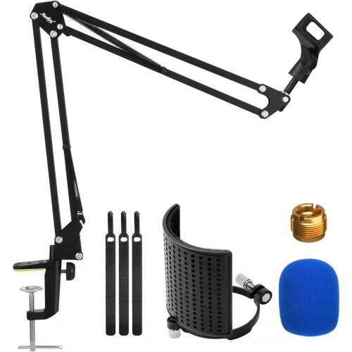  Moukey MMs-1 Microphone Arm, Upgraded Mic Arm Microphone Stand Boom Suspension Stand with Anti-Slip Clip For Blue Yeti Snowball Shure and Other Microphones