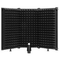Moukey Microphone Isolation Shield, Foldable With 3/8 and 5/8 Mic Threaded Mount, Mic Sound Absorbing Foam for Filter Vocal, Suitable for Blue Yeti,Podcasts, Studio