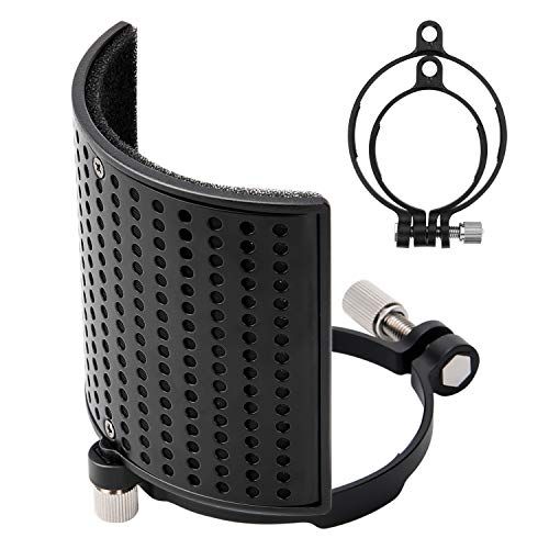  Pop Filter, Moukey [Upgraded Three Layers] Metal Panel & Metal Mesh & Advanced Filter Foam Layer Microphone Windscreen Cover Handheld Mic Shield Mask, for BLUE YETI, AT2020, AT2050