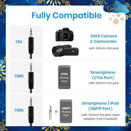  Moukey Universal Video Microphone, Camera Microphone with Shock Mount, Windshield, Foam Cover & Bag, Portable Shotgun Mic for iPhone, Android Smartphones, DSLR Cameras & Camcorders