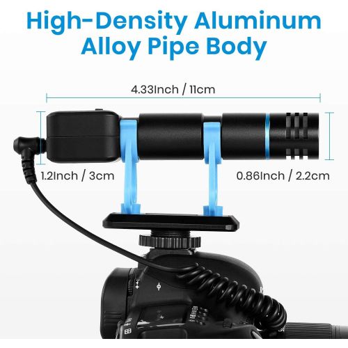  Moukey Video Microphone, Camera Microphone with Monitoring Function & Various Vlogging Accessories, Shotgun Mic for iPhone, Android Phone, Canon/Nikon/Sony Camera & Camcorder