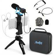 Moukey Video Microphone, Camera Microphone with Monitoring Function & Various Vlogging Accessories, Shotgun Mic for iPhone, Android Phone, Canon/Nikon/Sony Camera & Camcorder