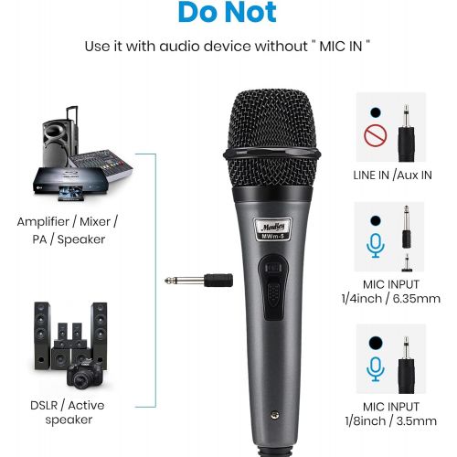  [아마존베스트]Moukey Dynamic Cardioid Home Karaoke Microphone, 13 ft XLR Cable Metal Handheld Wired Mic Corded for Singing/PA Speaker/Amp/Mixer/Karaoke Machine & Speech/Wedding/Stage -Grey (MWm-