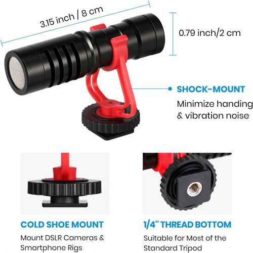  [아마존베스트]Moukey MCM-1 DSLR Camera Microphone, External Video Mic Shotgun for Phone, Smartphone, Vlogging, Canon/Nikon/Sony Camera