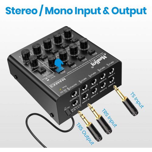  [아마존베스트]Moukey Ultra Low-Noise 8-Channel Line Mixer for Sub-Mixing, DC 5V 8-Stereo Mini Audio Mixer, Ideal for Small Clubs or Bars. As Microphones, Guitars, Bass, Keyboards or Stage Mixer-