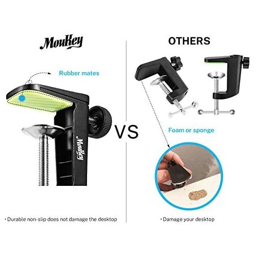  [아마존베스트]Moukey C-shape arm clamp table clamp for microphones with adjustable screw, robust metal table mounting clamp for microphone hanging boom scissor arm stand holder (2 pieces).