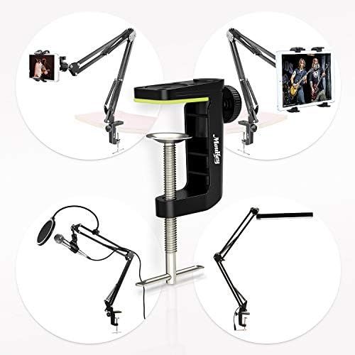  [아마존베스트]Moukey C-shape arm clamp table clamp for microphones with adjustable screw, robust metal table mounting clamp for microphone hanging boom scissor arm stand holder (2 pieces).
