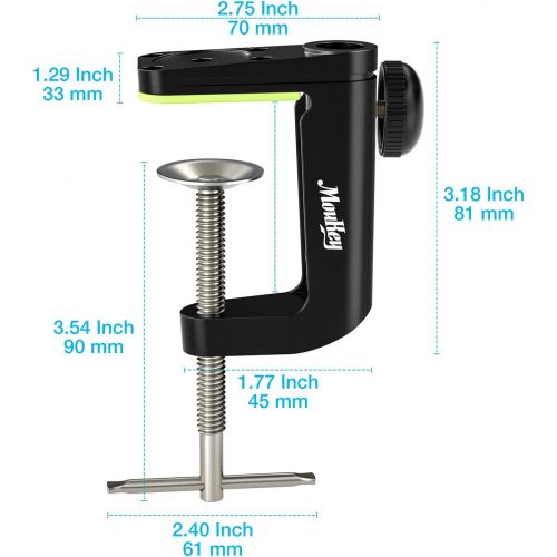  [아마존베스트]Moukey C-shape arm clamp table clamp for microphones with adjustable screw, robust metal table mounting clamp for microphone hanging boom scissor arm stand holder (1 piece)