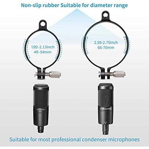  [아마존베스트]Microphone wind protection for 49-54 mm, moukey microphone shock mount mic pop filter shield U type for 49-70 mm mic for example AT2020 AT4033 AT2050 AT2035 CAD U37-MMs-9