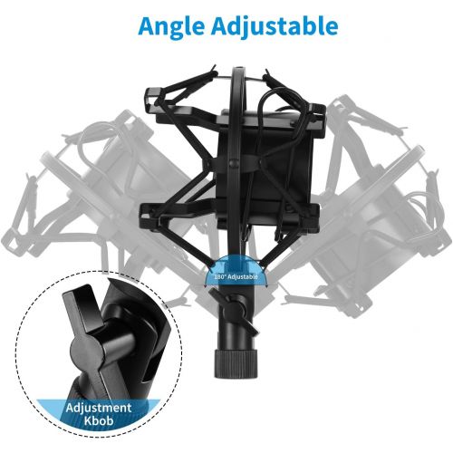  [아마존베스트]Microphone wind protection for 49-54 mm, moukey microphone shock mount mic pop filter shield U type for 49-70 mm mic for example AT2020 AT4033 AT2050 AT2035 CAD U37-MMs-9